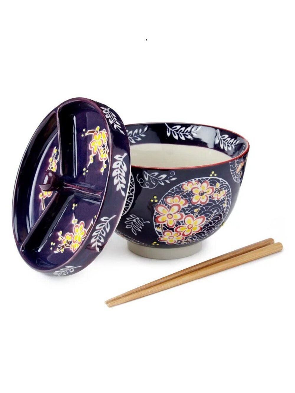 Mira Designs FMC Floral Covered Ceramic Ramen Bowl